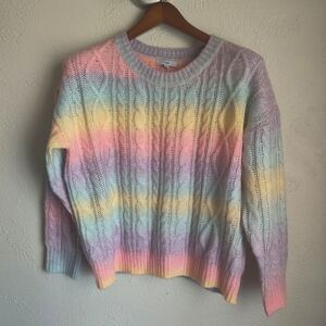 Pastel Rainbow Drop Shoulder Knit Sweater